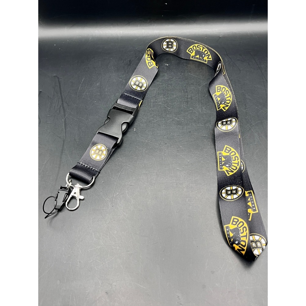 Boston Bruins Lanyard ID Holder Badge Reel Keychain Strap Double Sided Brand New